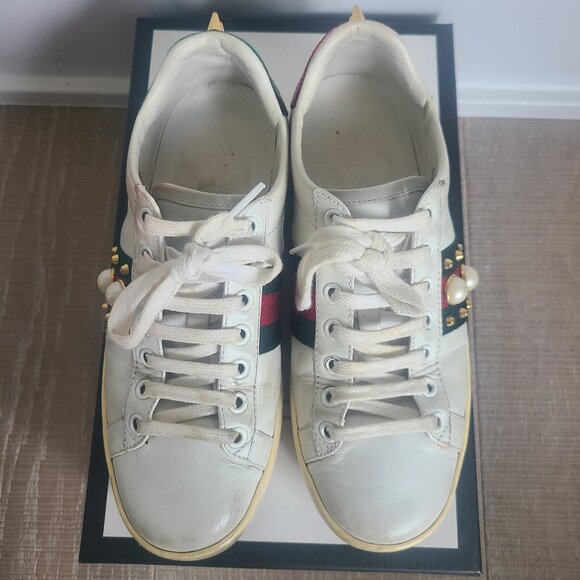 Gucci Ace Spike Leather Sneakers - Picture 2 of 6
